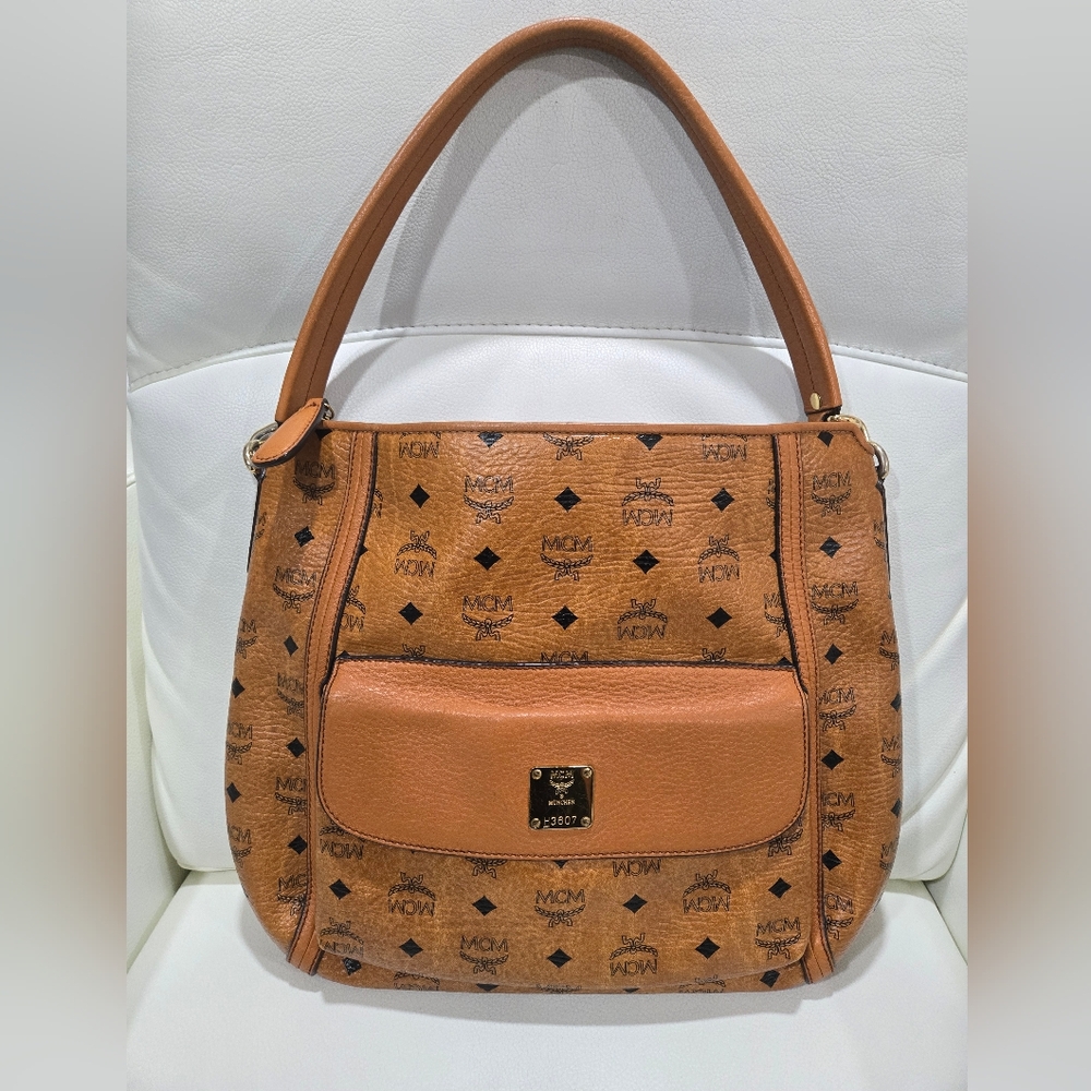 MCM Hobo Bag/Shoulder Bag Cognac Visetos made in Korea - Picture 1 of 13